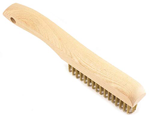 Image of Forney 70519 Wire Scratch Brush, Brass with Wood Shoe Handle, 10-1 /4-Inch-by-.012-Inch. Sold as 3 Pack