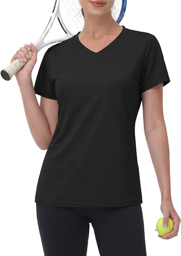 Image of MAGCOMSEN Women's Short Sleeve T-Shirt Quick Dry Athletic Tee Shirt Running Workout Yoga Top Tee Performance Shirts