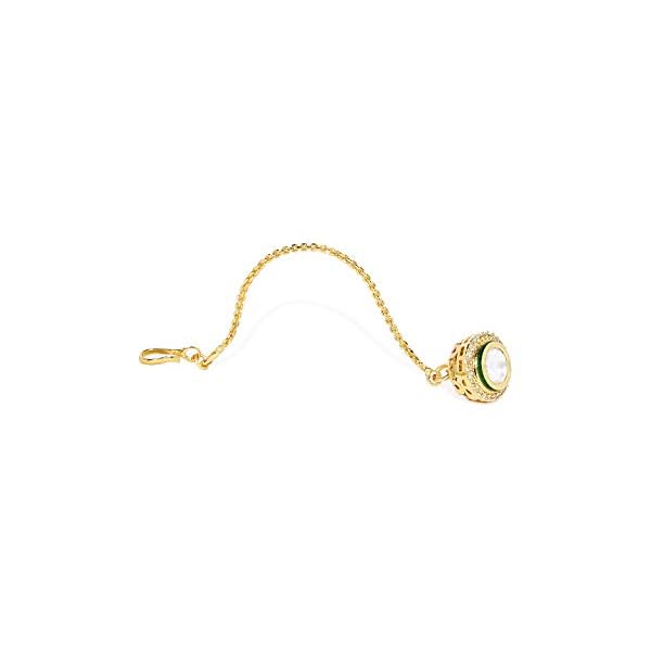 ACCESSHER Gold Plated Single Kundan Stone Borla Maang Tika/Maang Tikka for Women and Girls | Wedding jewelry for Girls Pack of 1 - Image 5
