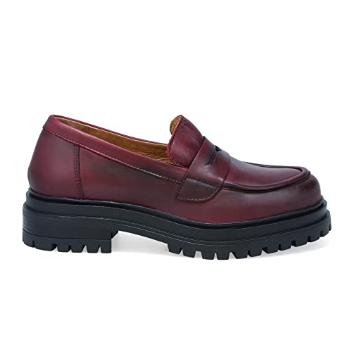 Miz Mooz Legend Women's Chunky Loafer Bordeaux2