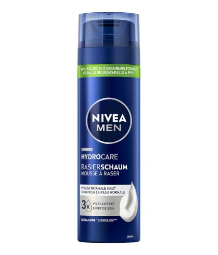 NIVEA MEN HydroCare Rasierschaum (200 ml) Schutz und Pflege für eine sanfte Rasur hautschonender Rasierschaum für Männer mit Aloe Vera und Panthenol