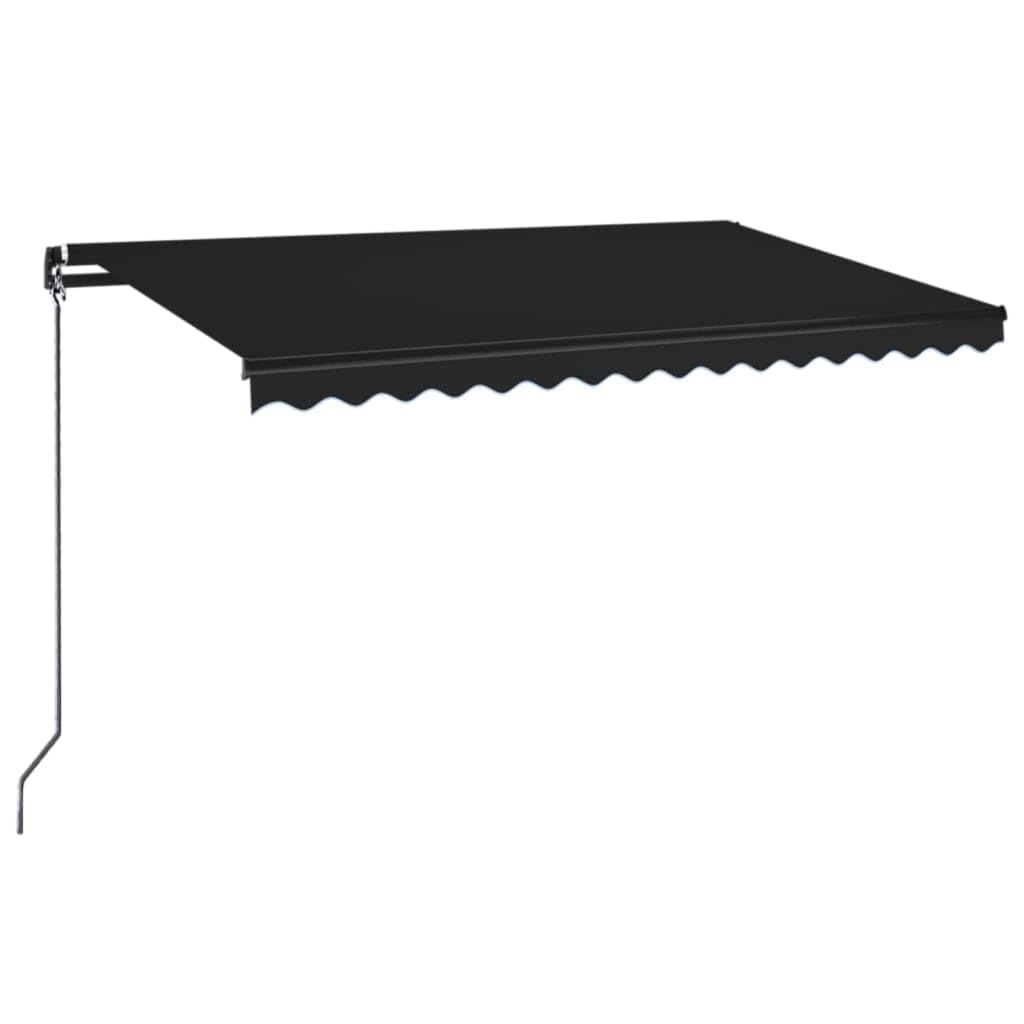 markise obi led Manuell Einziehbare mit LED-Beleuchtung 450x350 cm in Anthrazit, Solarbetriebene LED-Lichter, Rostfreier Pulverbeschichteter Aluminiumrahmen, UV-Beständiger Wir vergrößern uns! | size:28 VP_23H