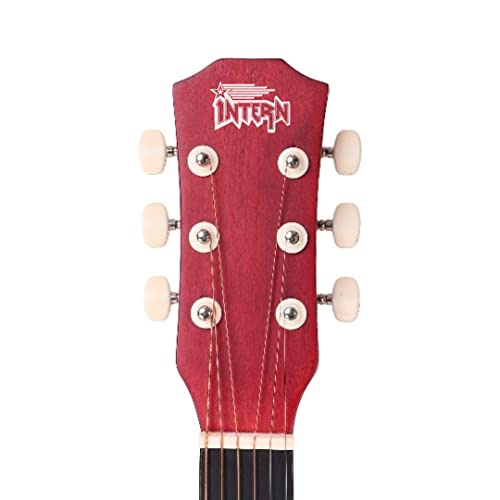Image of Intern Right hand Acoustic Guitar Kit, With Bag, Strings, Pick, Strap and String Winder (38 inch Red, 38)
