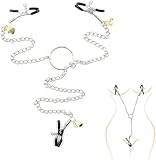 SM 2 Nipple Clamps and 1 Vaginal Clip with Metal Chain Breast Clit Stimulator for Women and Men Nipple Rings Decorative Clip for Pleasure Toys BDSM Bondage Extreme SM Erotic Sex Toys