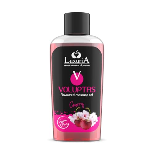 INTIMATELINE | Voluptas Cereza - Gel de Masaje Comestible, Gel Estimulante con Efecto Cálido para Todo el Cuerpo, Acción Hidratante y Suavizante, Sabor Cereza, 100ml