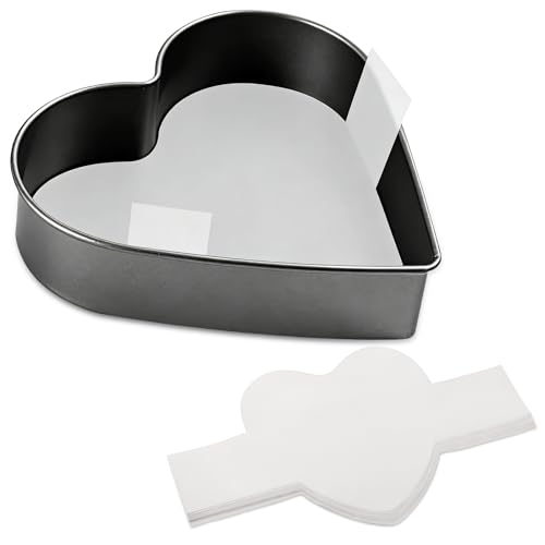 GeeRic Baking Parchment Paper 6 inch Heart Shape, 60 Pcs Cake Pan Liner with Lift Tab, Non-Stick Precut Baking Parchment for Baking Cookies, Bread (White)