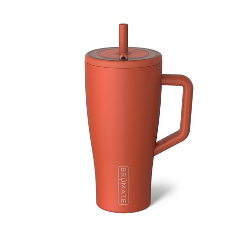 BrüMate Era 30 oz Tumbler with Handle and Straw | 100% Leakproof Insulated Water Bottle Tumbler with Lid and Flexible SoftSip Straw | Made of Stainless Steel | Cup Holder Friendly | 30oz (Cedar)