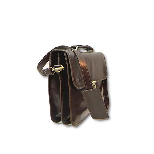 Unisex Toure Leather Briefcase Walnut Brown3
