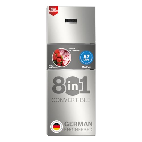 Bosch 303L, 3 Star, MaxFlex Convert Frost Free Triple Door Refrigerator | 8-in-1 Convertible Storage Modes | 57L Extra Convertible Zone | Cool Extend up to 18 hours (CMC33S03NI, Shiny Silver)