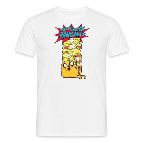 Image of Spreadshirt Adventure Time Merch Jake Makin' Bacon Pancakes Men's T-Shirt, M, White