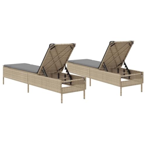 Chaise à dîner extérieur résine tressée beige avec coussins - 7