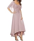 Mother of The Bride Dresses Lace Wedding Guest Dresses for Women Chiffon Tea Length Mothers Dress Be