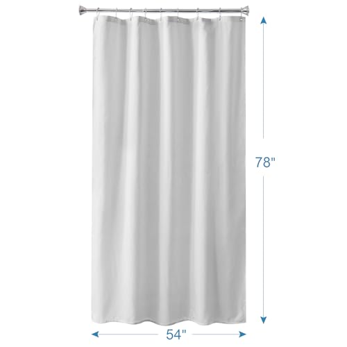 Image of Amazer Long Stall Shower Curtain Liner Washable, 54 x 78 Inches, Fabric Shower Liner with 2 Bottom Stones, Waterproof RV Shower Curtain Liner, 9 Grommet Holes, Hotel Quality, White