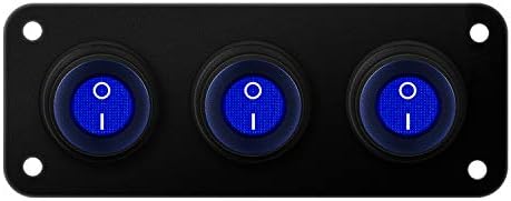 3 Gang 12V 20 Amp Toggle Rocker Switch Panel LED Breaker Waterproof Widely Fits for Auto Automotive Lights Car Marine Boat Yacht, Trailer, Caravan, Camper, Bus, Tractor, Jeep, Truck Vehicles & More