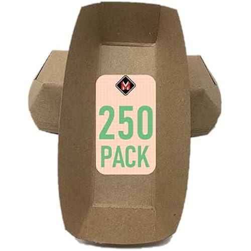 Mr Miracle 7 Inch Kraft Paper Hot Dog Tray Pack of 250. Disposable, Recyclable and Fully Biodegradable. Made in USA