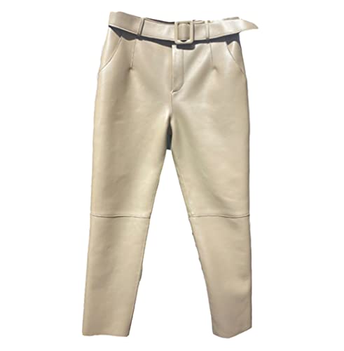 Pantalon en cuir de mouton femme taille haute printemps automne