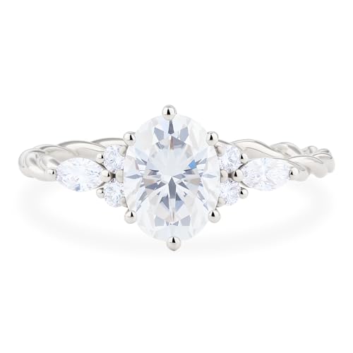 Moissanite Engagement Ring for Women 1.4CT Oval Cut Moissanite Ring 925 Sterling Silver Wedding Band for Women Promise Rings for Her Wedding Rings Size 3-10