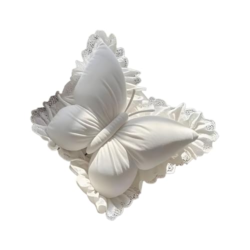 Almohada – Almohada de, Almohadas de Mariposas de Felpa, cojín de Asiento Suave con Borde de Encaje, Almohadas Decorativas para Animales para cumpleaños, Halloween, Navidad, sofá
