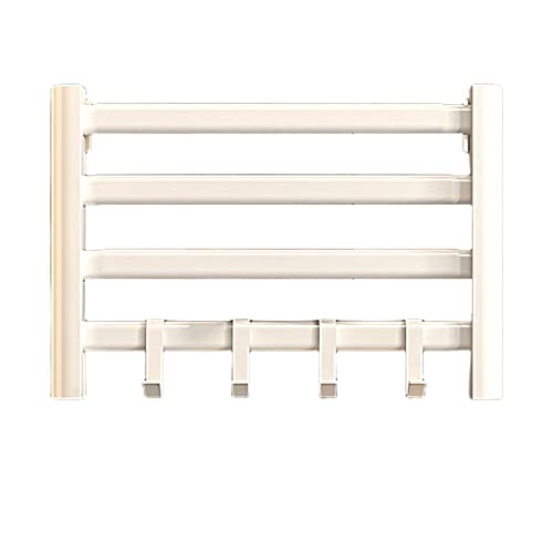 Toallero eléctrico negro y blanco de pared con 4 barras y ganchos para baño 2