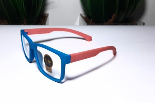 Armação Oculos Grau Infantil Azul Claro com Rosa Claro Flexível Silicone