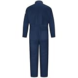 Bulwark Men's Tall Size Flame Resistant 9 oz Twill Cotton Classic Coverall with Hemmed Sleeves, Navy, 42 Long