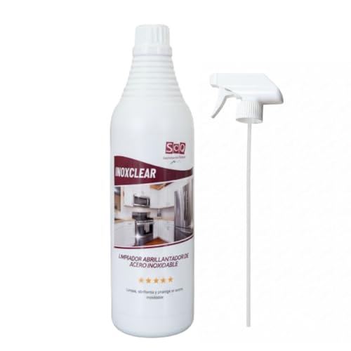 Limpiador acero inoxidable profesional | limpieza de grasa, suciedad y huellas dactilares en cualquier superficie, limpia sin rayas, cocina, maquinaría, barandillas, campanas | Inoxclear 750 ml.