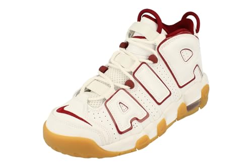 Nike Air More Uptempo Big Kids' Shoes (FJ2846-100, White/Gum Light Brown/Team Red) Size 6