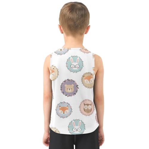 J JOYSAY Fox Rabbit Owl Bear Boys Tank Top Sleeveless Muscle Shirts Quick Dry Sport Active Workout Kids T-Shirts 3-15T3