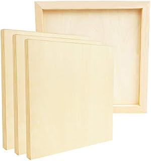 BELLE VOUS Unfinished Wooden Canvas Painting Boards (4 Pack) - 30 x 30cm / 12 x 12 Inches - Natural Basswood Panel - Mixed Media Cradle Panels for Encaustic Art, Paint Pouring & Crafts