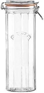 Facetted Glass Clip Top Spaghetti Pasta Rice Flour Dry Food Storage Jar 2.2 Litre
