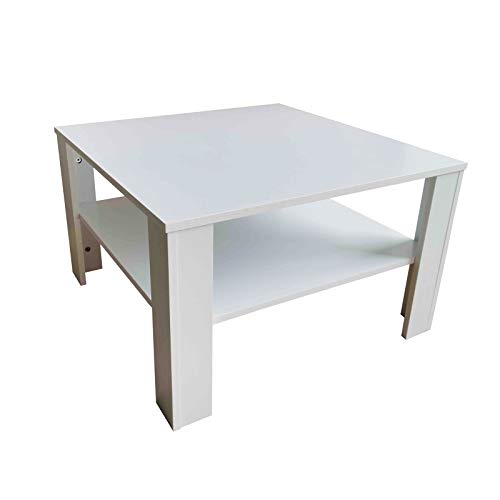 HTI living Sofatisch 48 x 48 cm Nina Weiß Couchtisch quadratisch