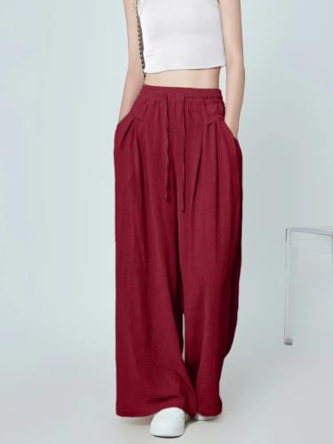 Image of GRECIILOOKS High Waist Polycotton Trousers for Women - Flared Parachute Pants with Side Pockets | Casual Travel Cargo Pants (Available in Plus Size and Value Pack)