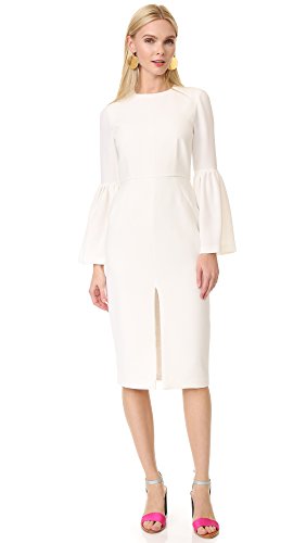 Jill Jill Stuart Women's Cocktail Dress with Front Slit and Bell Sleeves, Off/White, 14