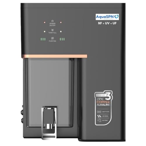 Image of Aquaspn NF 10L Storage NF60+UV + Copper Water Purifier| Ideal For TDS Range 200 to 500 ppm| Retains Minerals Unlike RO| Free Pre-Filter Along With The Product| Best NF UV Water Purifier For Home,Black
