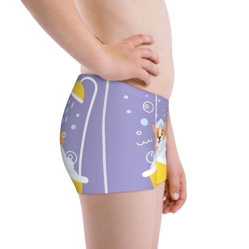 Boys' Cotton Boxer Brief Soft Underwear-Corgi Washing In Bathtub2