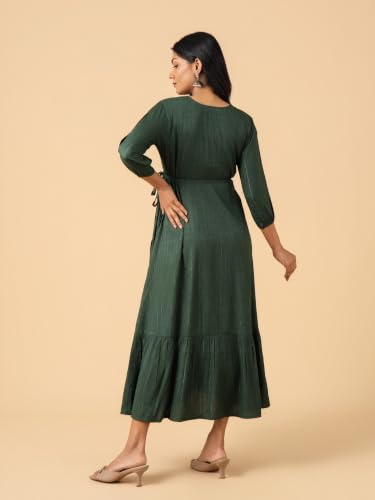 Image of The Mom Store Maternity and Nursing Wrap Dress for New Mom | Pre and Post Pregnancy Wear for Womens | Trendy Stylish Printed Friendly Dresses for Women | Comfortable