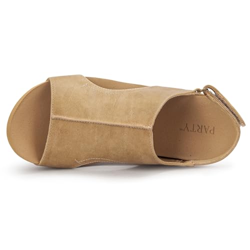 Image of PARTY Women's Wedge Sandals With Buckle Ankle Strap for Dressy Summer