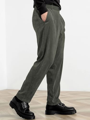 Image of KOTTY Men's Solid|Button|Straight|Regular fit|Corduroy Trousers|Pant for Men