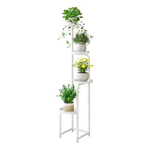 INGIORDAR Plant Stand Indoor Outdoor 4 Tier Metal Plant Shelf for Multiple Plants Corner Flower Holders for Living Room Balcony Bedroom Patio Garden Black (White 4-Tier)