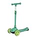 Lhl Pieghevole Scooter per i Bambini Scooter 3 Ruote età 1-8 Monopattino Maniglia Registrabile Altezza con Blocco Direzione PU Lampeggiante Ruote per Ragazzi e Ragazze,Verde,Without Seat