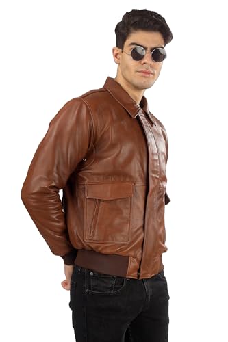 Image of Genuine Leather Jacket for Men | Vikram Bomber Jacket in Black & Brown
