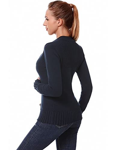 AmélieBoutik Women Cotton Blend Casual Button-up Stand Collar Military Style Open Front Cardigan4