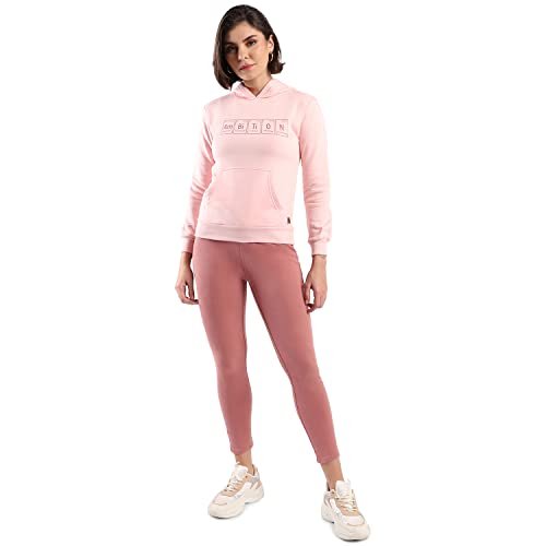 Image of PINACOLADA Women's Cotton Solid Printed Sweatshirt with Hoodie, Regular Fit for Casual Wear Full Sleeve Sweatshirt Crafted with Comfort Fit and High-Performance for Everyday Wear