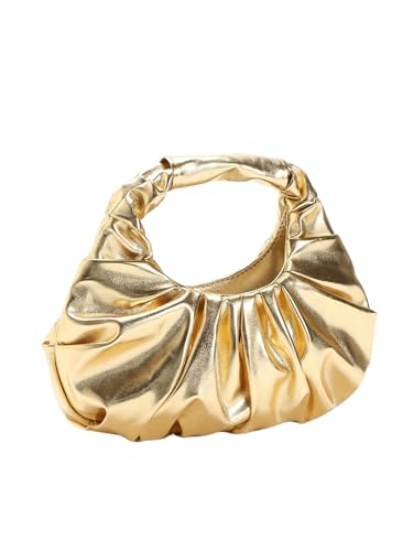 Image of GORGLITTER Women's Evening Bag Wedding Party Prom Handbag Dressy Formal Purse Pleated Metallic Clutch Dumpling Handbag