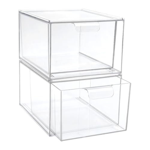 Boîte de rangement maquillage transparente empilable en plastique PET rigide anti-rayures