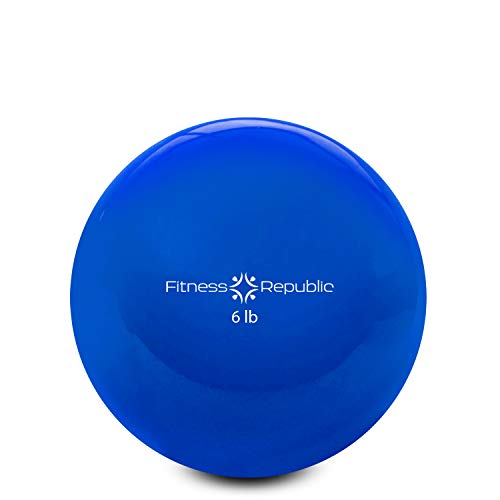 Fitness Republic Pilates Weighted Ball | Small Fitness Toning Ball for Workout | Flexible Anti-Burst Fitness Toning Ball for Pilates Exercises and Physical Therapy, 6 Pounds Blue