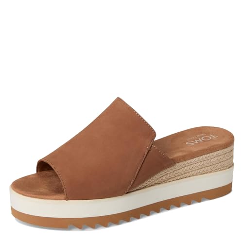 TOMS Women’s Diana Mule Wedge Sandal, Comfortable Slip-On with Cushioned Midsole & Wedge Heel for Day-to-Night Wear - Brown Sugar Leather - 6