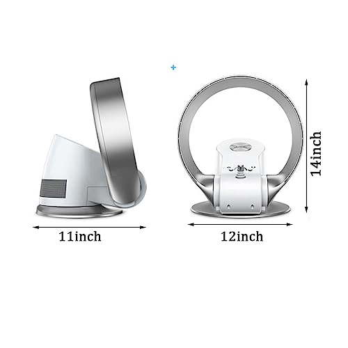 Flügelloser Wandventilator, leise, kühlend, leistungsstarker Wind für Schlafzimmer, Schreibtisch, Heimbüro, Schwarz-Weiß