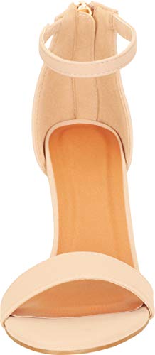 Cambridge Select Women's Open Toe Single Band Stretch Ankle Strappy Chunky Stacked Block Heel Sandal (9 B(M) US, Nude… - Image 4