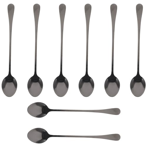 MAGICLULU 8pcs Ice Tea Ice Cream Spoons Long Handle Stirring Spoons for Tea Desserts Cocktails Stainless Steel Easy to Wash